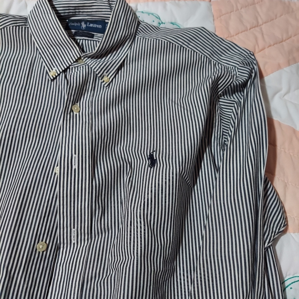 Ralph Lauren Blue Label Shirt Mens Large Striped Button Down Pocket - Picture 4 of 6